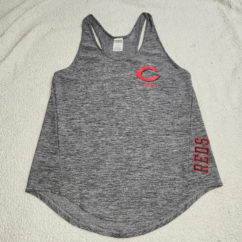 Victoria's Secret‎ PINK Women's Size Small Cincinnati Reds Tank Top Heather Grey